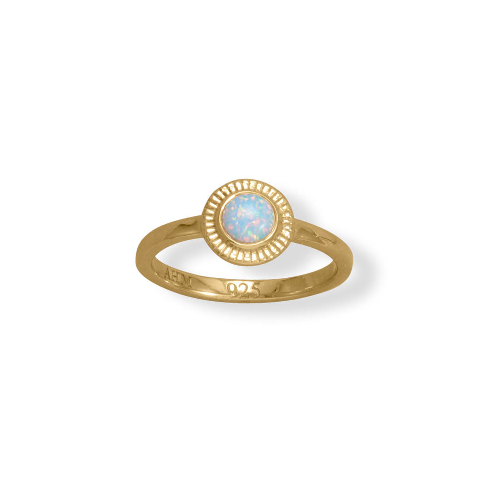 Extel 14 Karat Gold Plated Round Synthetic Opal Ring