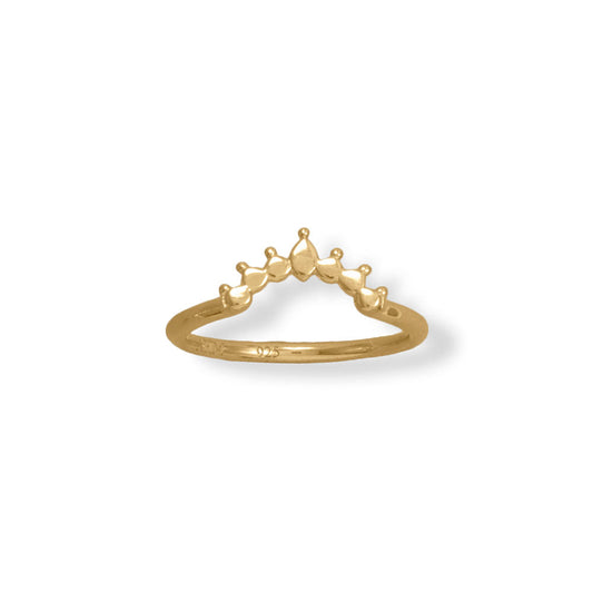 Extel 14 Karat Gold Plated Dot Crown Ring