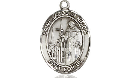 Extel Medium Oval Pewter St. Jacob of Nisibis Medal, Made in USA