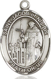 Extel Medium Oval Pewter St. Jacob of Nisibis Medal, Made in USA