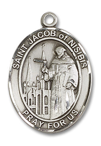 Extel Medium Oval Sterling Silver St. Jacob of Nisibis Medal, Made in USA