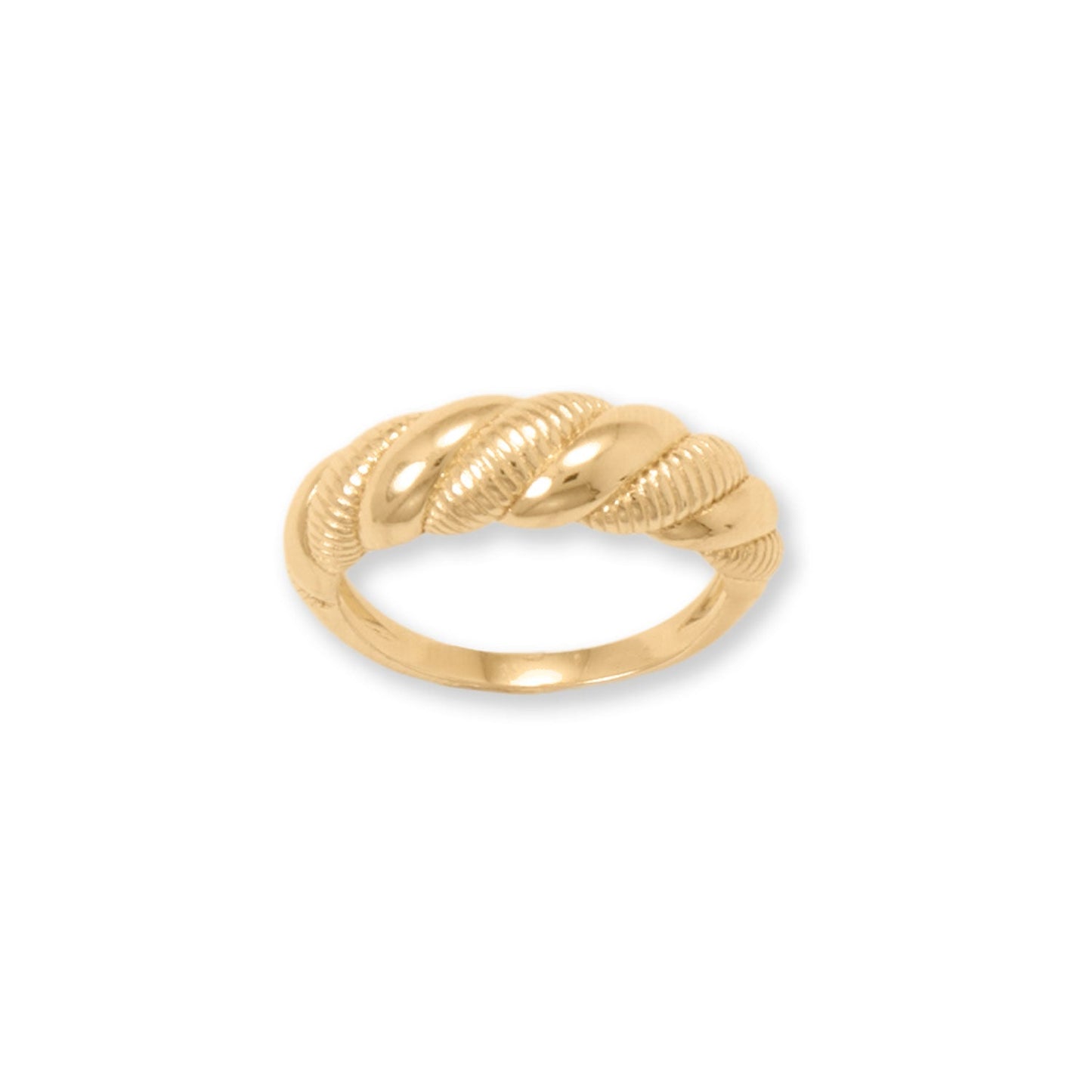 14 Karat Gold Plated Alternating Textured Twist Ring