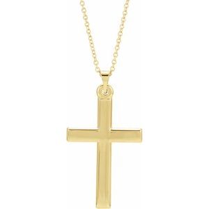 Extel Medium 14K Yellow Gold Mens Womens Religious Cross Pendant Charm