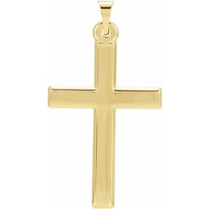 Extel Medium 14K Yellow Gold Mens Womens Religious Cross Pendant Charm Made in USA