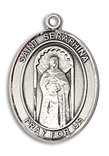 Extel Medium Oval Sterling Silver St. Seraphina Medal, Made in USA