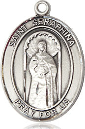 Extel Medium Oval Sterling Silver St. Seraphina Medal, Made in USA