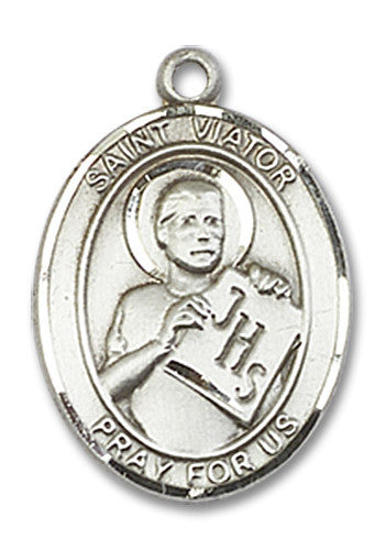 Extel Medium Oval Sterling Silver St. Viator of Bergamo Medal, Made in USA