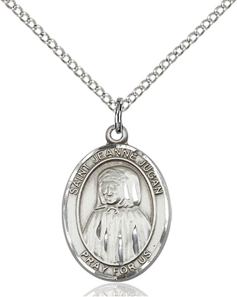 Extel Medium Oval Sterling Silver St. Jeanne Jugan Pendant with 18" chain, Made in USA