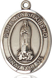 Extel Medium Oval Pewter Our Lady of Kibeho Pendant with 18" chain