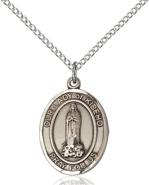 Extel Medium Oval Sterling Silver Our Lady of Kibeho Pendant with 18" chain