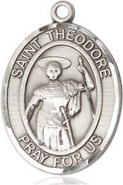 Extel Medium Oval Sterling Silver St. Theodore Stratelates Medal, Made in USA