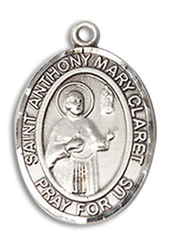 Extel Medium Oval Sterling Silver St. Anthony Mary Claret Medal, Made in USA