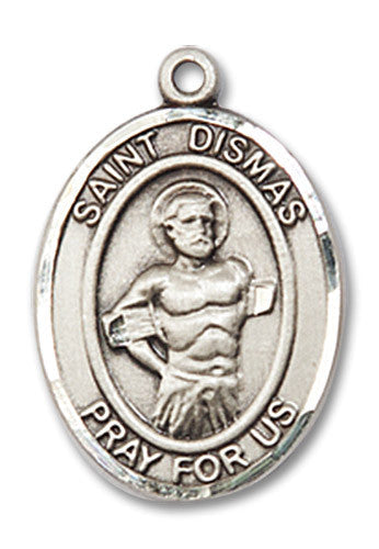 Extel Medium Oval Sterling Silver St. Dismas Medal, Made in USA