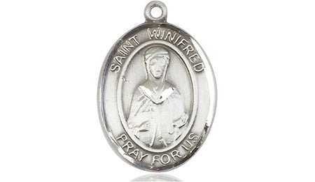 Extel Medium Oval Pewter St. Winifred of Wales Medal, Made in USA