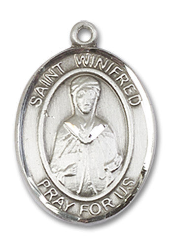 Extel Medium Oval Sterling Silver St. Winifred of Wales Medal, Made in USA