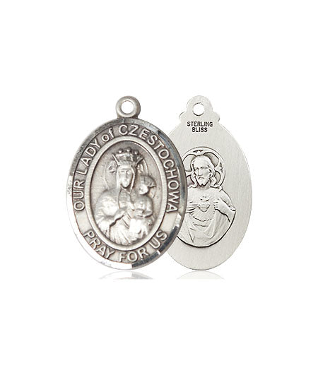 Extel Medium Oval Pewter Our Lady of Czestochowa Medal