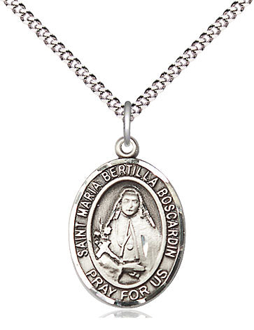 Extel Medium Oval Pewter St. Maria Bertilla Boscardin Pendant with 18" chain, Made in USA