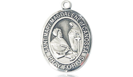 Extel Medium Oval Pewter St. Mary Magdalene of Canossa Medal, Made in USA