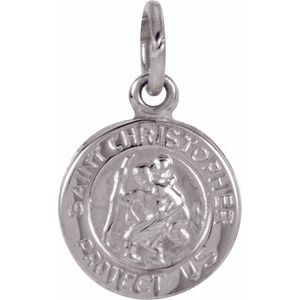 Extel Small Sterling Silver Womens Religious Catholic St. Christopher Patron Saint Medal Pendant Charm