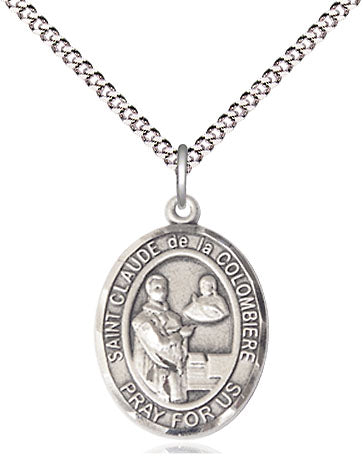 Extel Medium Oval Pewter St. Claude de la Colombiere Pendant with 18" chain, Made in USA