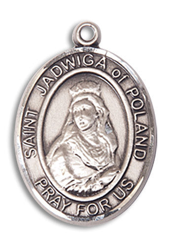 Extel Medium Oval Sterling Silver St. Jadwiga of Poland Medal, Made in USA