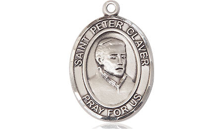 Extel Medium Oval Pewter St. Peter Claver Medal, Made in USA