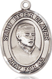 Extel Medium Oval Sterling Silver St. Peter Claver Medal, Made in USA