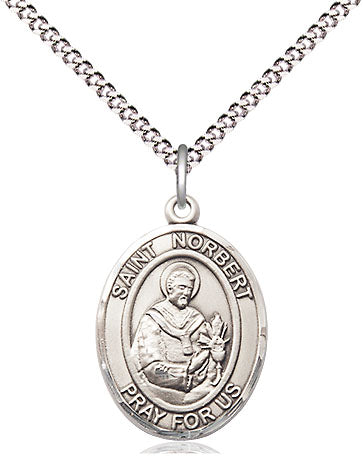 Extel Medium Oval Pewter St. Norbert of Xanten Pendant with 18" chain, Made in USA