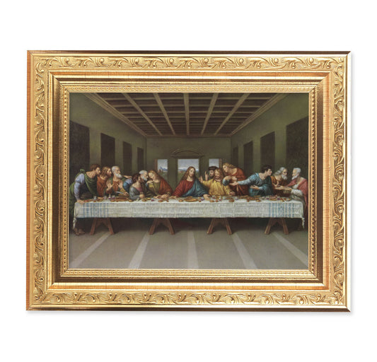 The Last Supper Picture Framed Wall Art Decor Medium, Gold-Leaf Antique Finished Frame with Acanthus-Leaf Detail