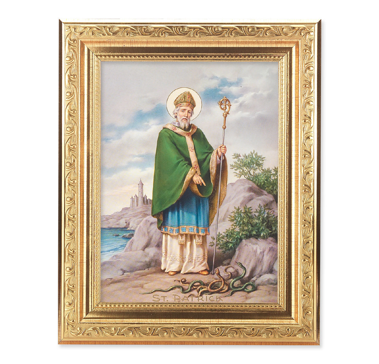 St. Patrick Picture Framed Wall Art Decor Medium Gold-Leaf Frame