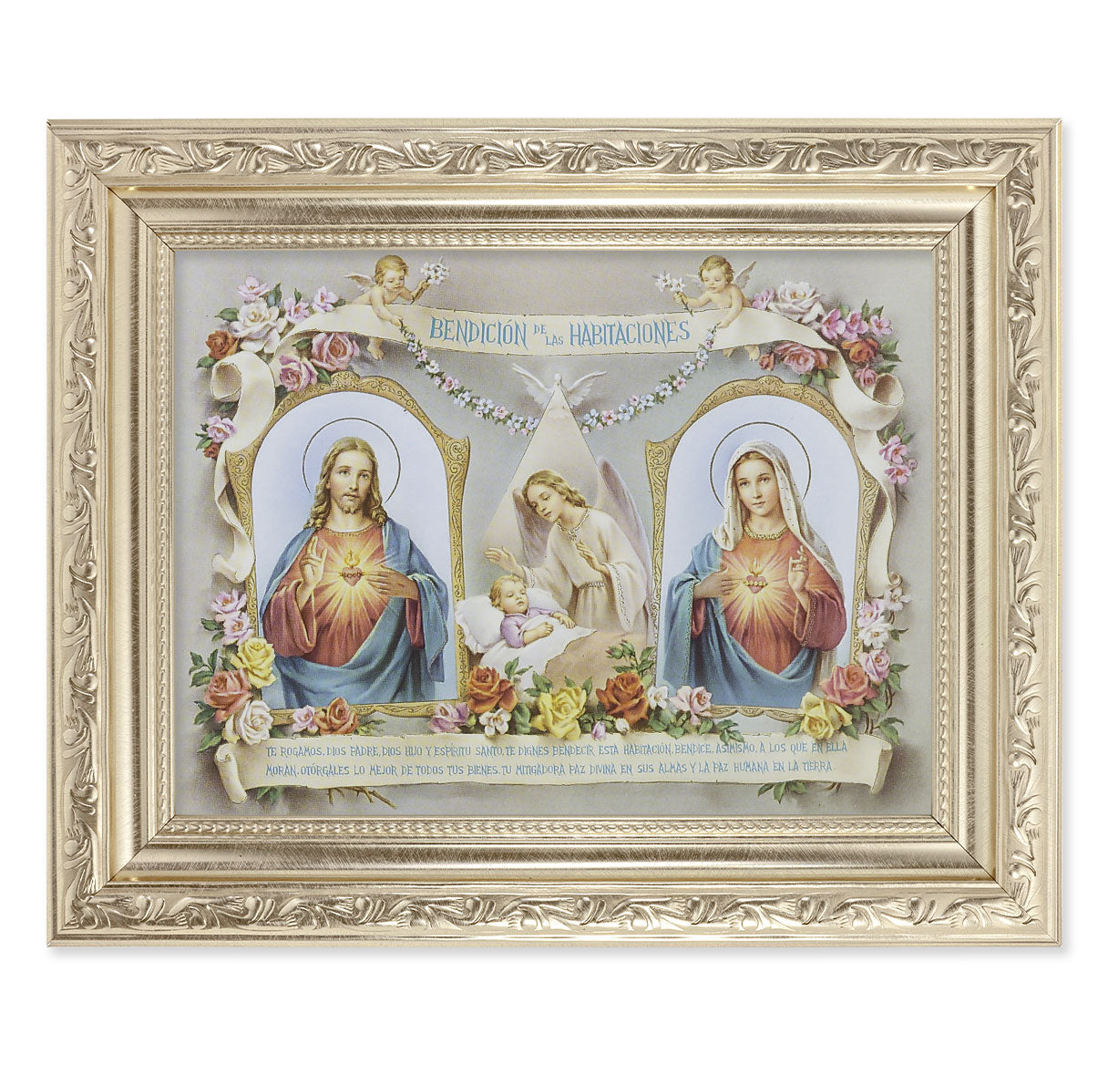 Sacred Heart of Jesus Immaculate Heart of Mary Baby Room Blessing Picture Framed