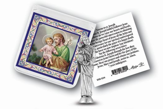 Small Catholic Saint Joseph Pocket Statue Figurine with Card