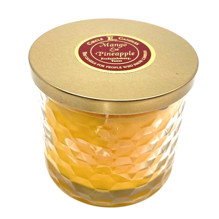 Circle E Candles, Mango & Pineapple Scent, Medium Size Jar Candle, 17oz, 2 Wicks