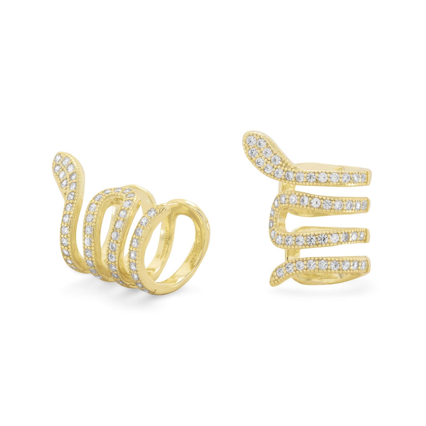 Extel 14 Karat Gold Plated Snake Ear Cuffs with Signity CZs