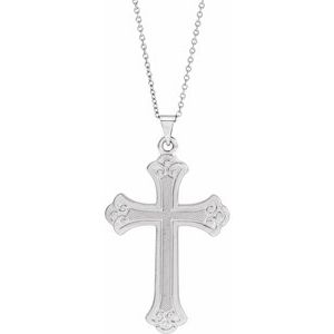 Extel Large 14K White Gold Mens Womens Religious Cross Pendant Charm