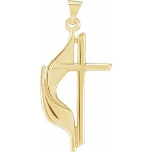 Extel Large 14K Yellow Gold Religious Methodist Cross Pendant Charm