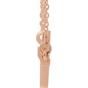 Extel Medium 14K Rose Gold Womens Religious Sideways Cross Necklace with 18" Necklace