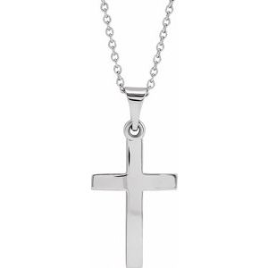 Extel Medium 14K White Gold Religious Cross Pendant Charm Necklace