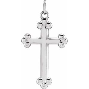 Extel Large 14K White Gold Mens Womens Religious Cross Pendant Charm Made in USA