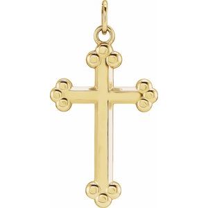 Extel Medium 14K Yellow Gold Mens Womens Religious Cross Pendant Charm Made in USA