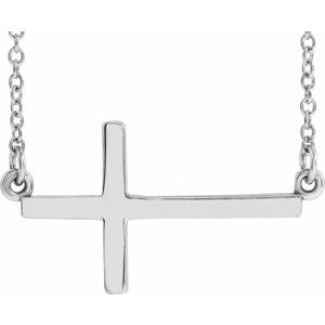 Extel Medium Sterling Silver Womens Religious Sideways Cross Necklace