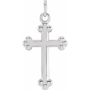 Extel Medium 14K White Gold Mens Womens Religious Cross Pendant Charm Made in USA