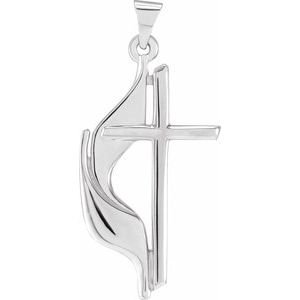 Extel Large Sterling Silver Religious Methodist Cross Pendant Charm