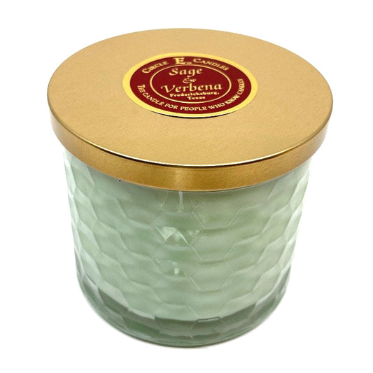 Circle E Candles, Sage and Verbena Scent, Medium Size Jar Candle, 17oz, 2 Wicks