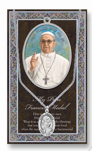 Pope Francis Pewter Medal Pendant with Chain, Made in USA