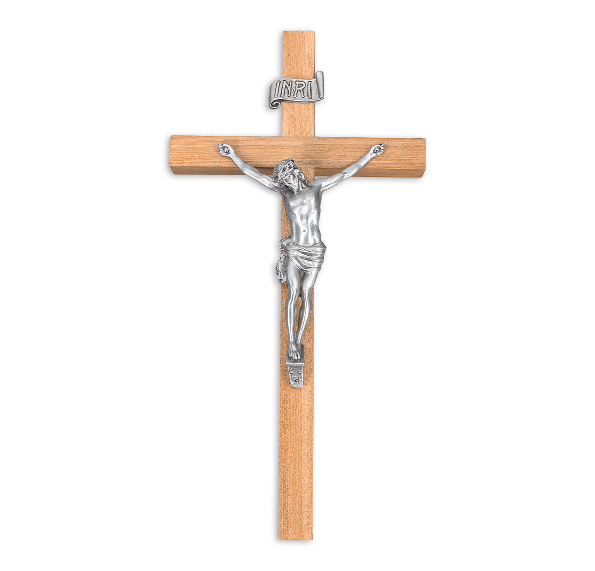 Large Catholic Oak Wood Wall Crucifix 10 Inch Decor