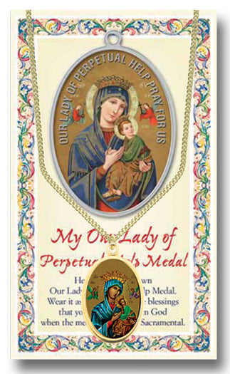 Our Lady of Perpetual Help Epoxied Medal Pendant Necklace with 18" Chain