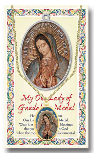 Our Lady of Guadalupe Epoxied Medal Pendant Necklace with 18" Chain