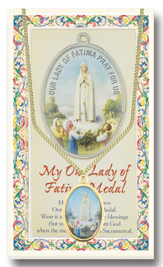 Our Lady of Fatima Epoxied Medal Pendant Necklace with 18" Chain