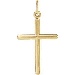 Extel Medium 14K Yellow Gold Mens Womens Religious Cross Pendant Charm